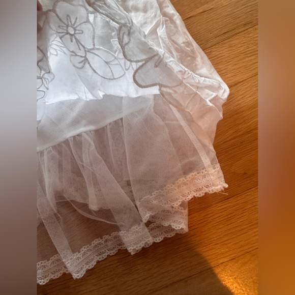 Alfani White Button-Up Blouse with Lace Hem - Picture 9 of 10